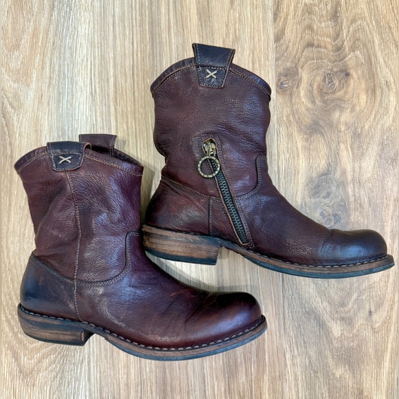 Fiorentini Baker Boots Ankle Cruna Oiled Leather Brown Leather 35 Italy US 5 EUC - Picture 5 of 6